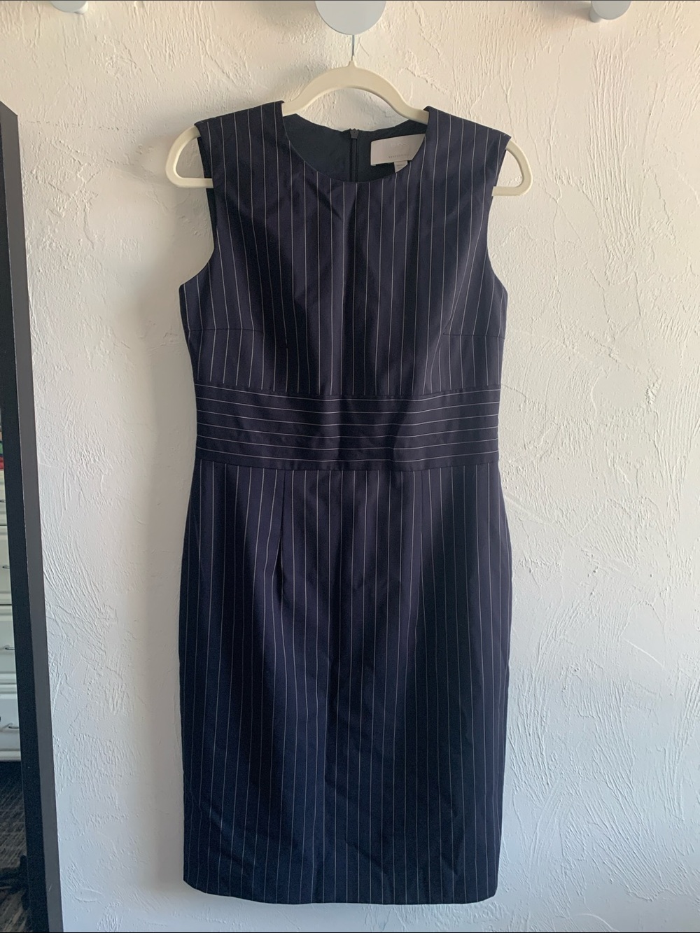 BOSS Hugo Boss Sleeveless Navy Pinstripe Dress